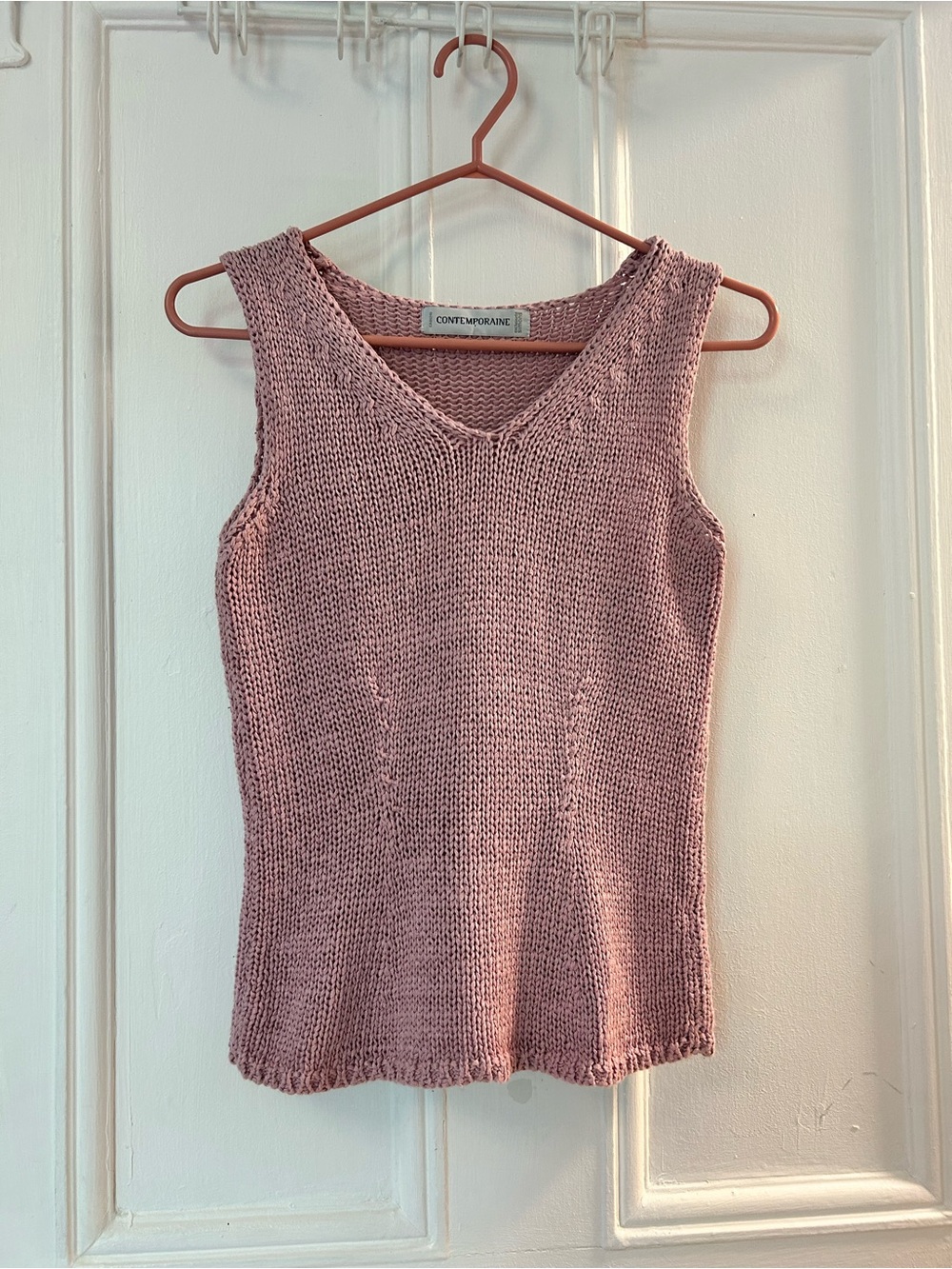 Contemporaine Ashy Pink Knit V-Neck Tank